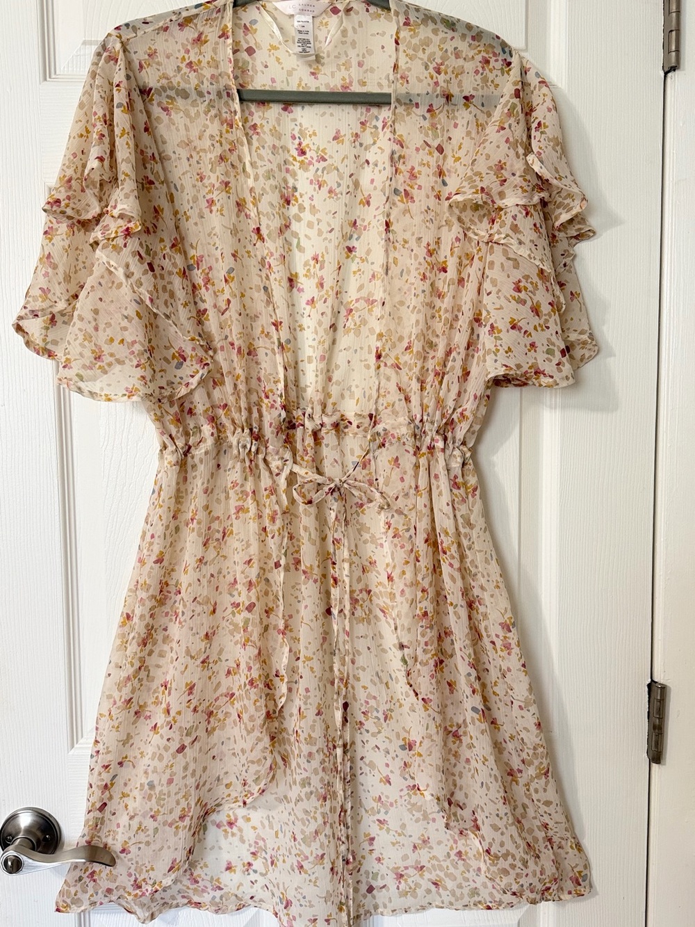 LC Lauren Conrad Pink Floral Chiffon Camisole Cover-Up
